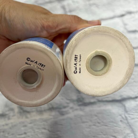 Vintage Ceramic Salt & Pepper Shaker Set Duck Goose Blue Country W.A. 1987 - Picture 4 of 5